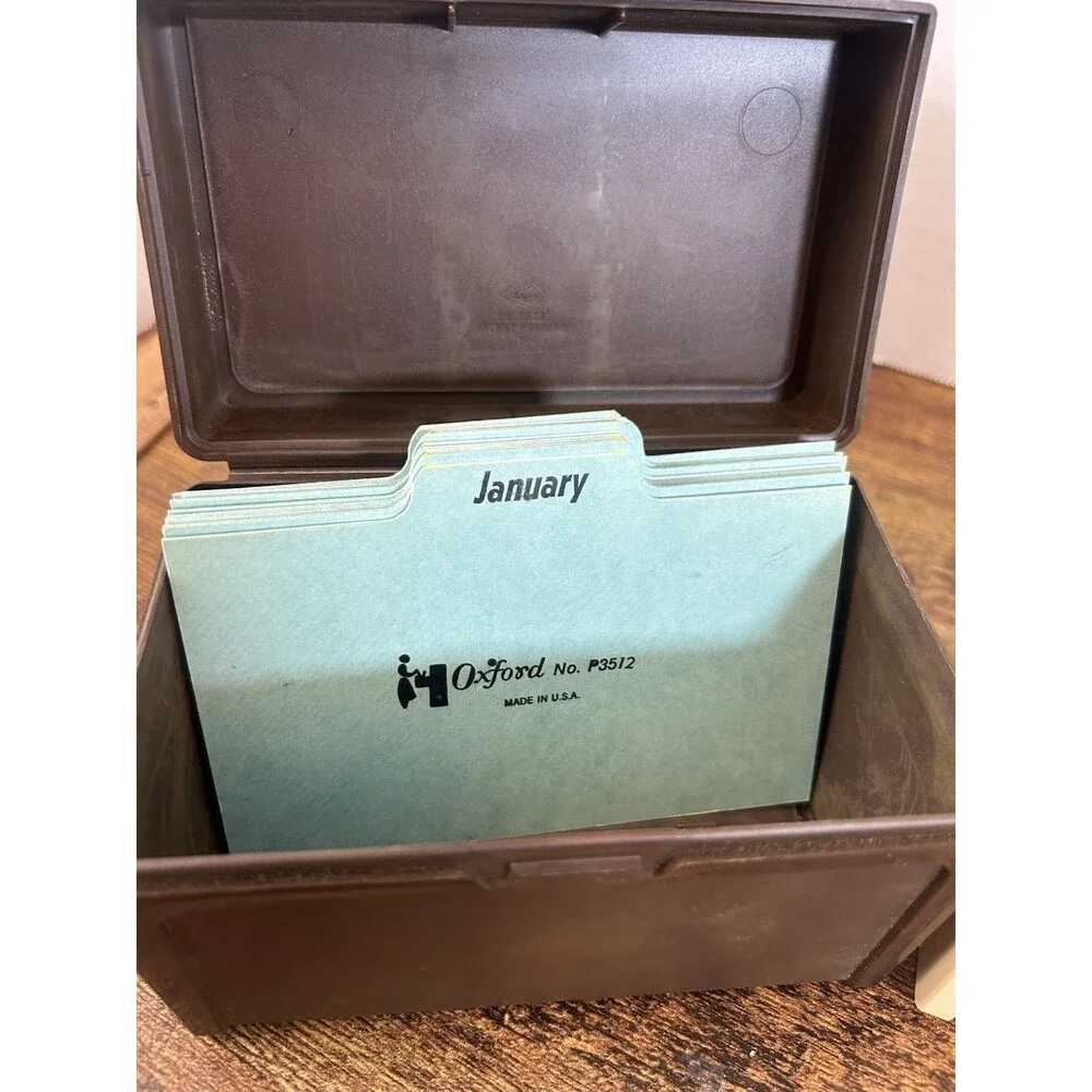 Vintage Plastic Recipe Card File Boxes Brown Tan Mid Century Set of 2 Lot Office